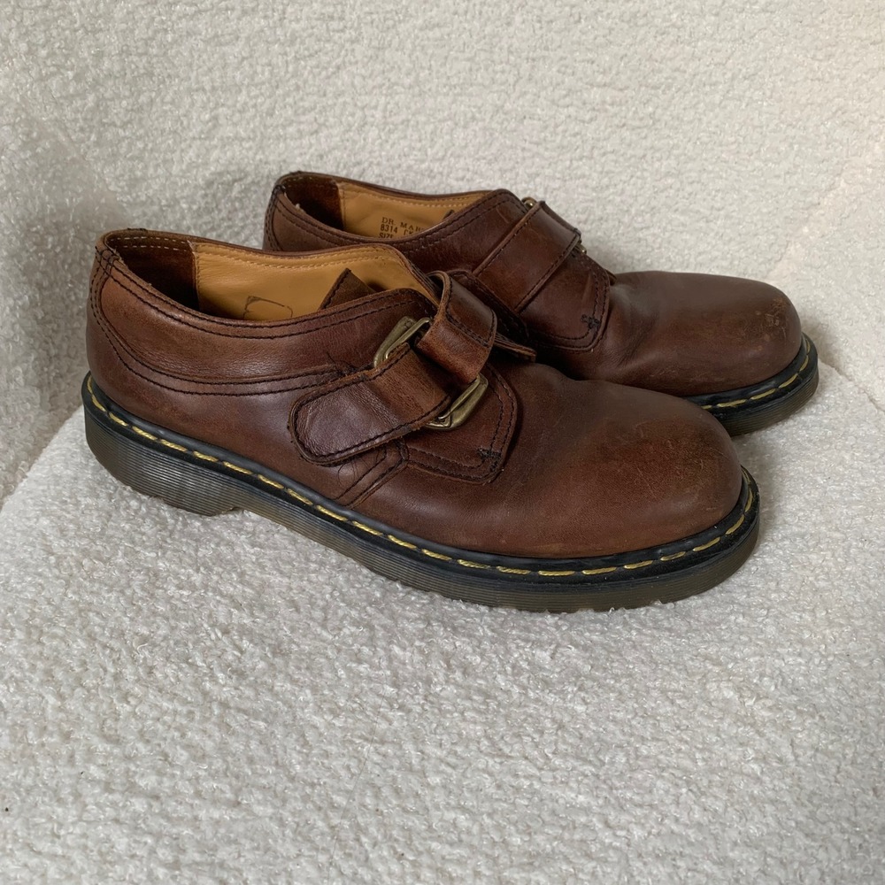 Vintage Dr Martens 8314 Brown Leather Monk Strap Shoes Buckle UK 9/US M10 W11